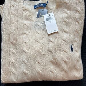 NWT Ralph Lauren Men's Cream Cable Knit Sweater